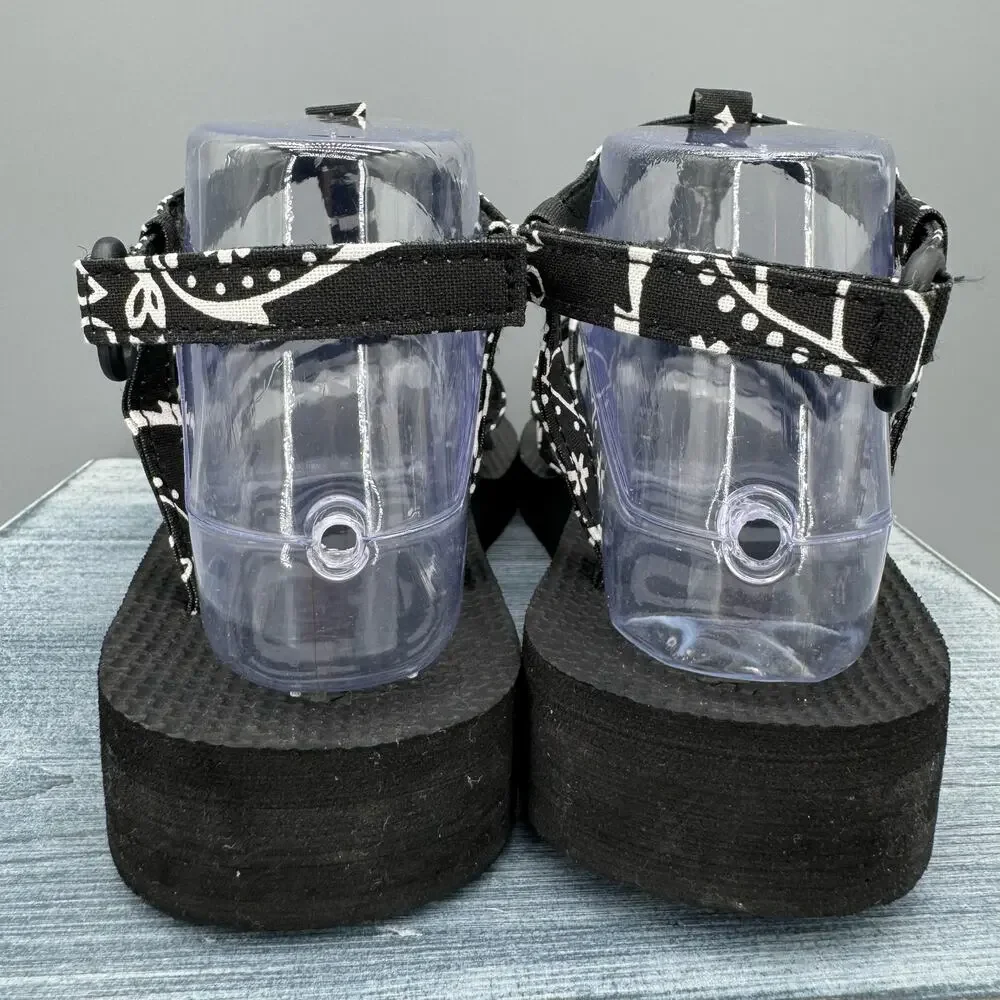 NEW Arizona Love Trekky Printed Canvas Spartiate Sandals Black/White Size 9